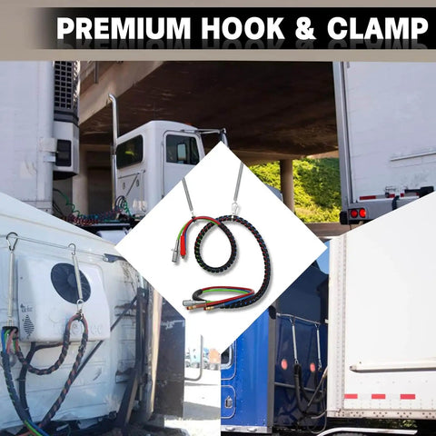 Two Pack 20 Inch Tender Spring Kit With Hose Holder And 3 Hole Clamp Holder Heavy Duty Air Line Kit For Semi Truck Trailer