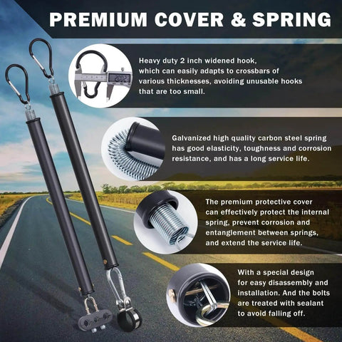 2 Pack 16 Inch Single Tender Spring Kits With 3 In One Hose Holder And 3 Hole Clamp Heavy Duty Air Line Kit shown with road background