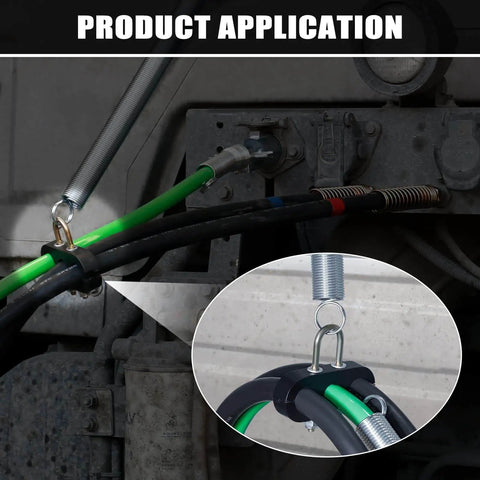 2 Pack 25 Inch Single Tender Spring Kit For Trucks And Trailers With Heavy Duty ABS Air Line Hose Tracker And 3 Hose Holders Ideal For Semi Trucks Trailers And Tractors, installed view