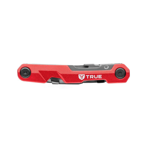 Red TRUE Titanium Block Multitool | 5-in-1 Compact Multitool with a Locking Driver, closed view showing sleek design