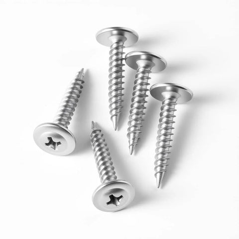 Five #8 x 3/4 Inch Truss Head Wood Screws, 410 Stainless Steel Self Tapping Screws for Wood to Metal, corrosion resistant