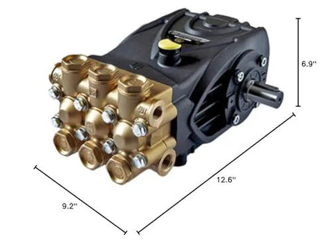 TSS1021 Pump - 4.5 gpm 3500 psi 1125 RPM (Right Hand) with solid shaft, 12.6x9.2x6.9 inches.