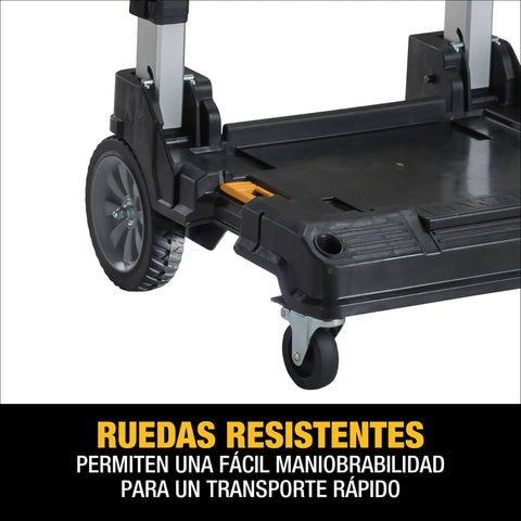 Close-up of Heavy Duty TSTAK Trolley Cart with 360 Degree Swivel Front Casters and Telescoping Aluminum Handle 200 Lb Load Capacity