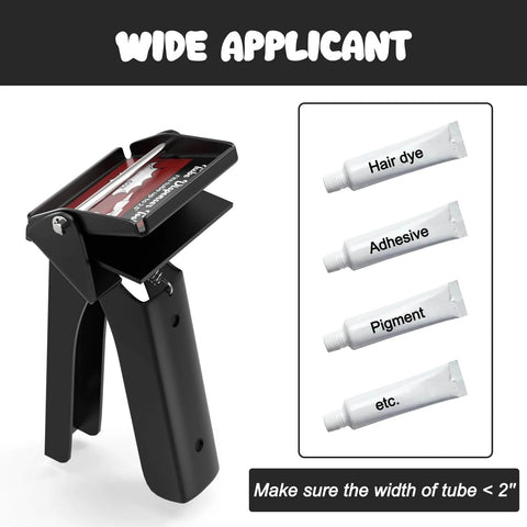 Pro Grade Tube Squeezer Tool For Silicone And RTV Dispensers, Industrial Size Tube Grip Shown With Suggested Tube Uses