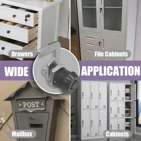 Secure toolboxes and drawers with this one pack of five eighth inch tubular cam locks in zinc alloy, keyed alike for convenience, includes keys, 90 degree rotation, fits toolbox, cabinet, and drawer latches with hook cam design