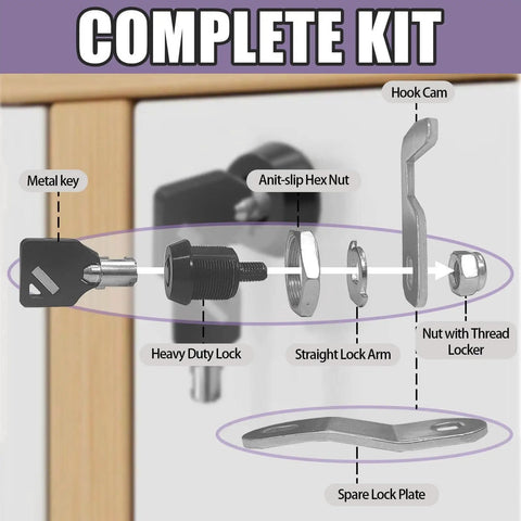Secure toolboxes and drawers with this one pack of five eighth inch tubular cam locks in zinc alloy, includes keys, 90 degree view.