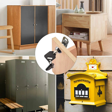 Tubular Cam Lock with Keys for Cabinets and Drawers Five Eighth Inch Cylinder Keyed Different Security Solution for cabinets, drawers, and mailbox usage.