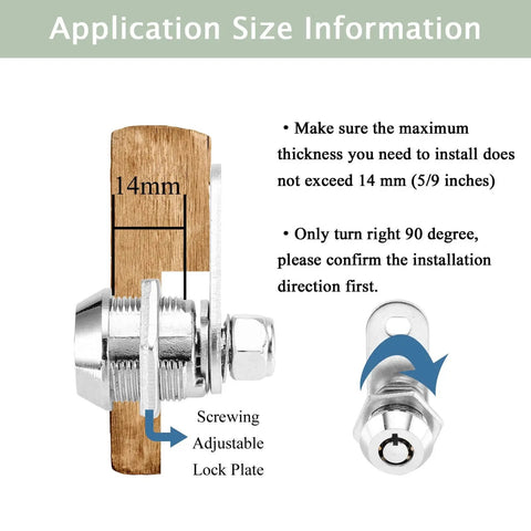 Tubular Cam Lock With Keys For Cabinets And Drawers Five Eighth Inch Cylinder Keyed Different Security Solution side view
