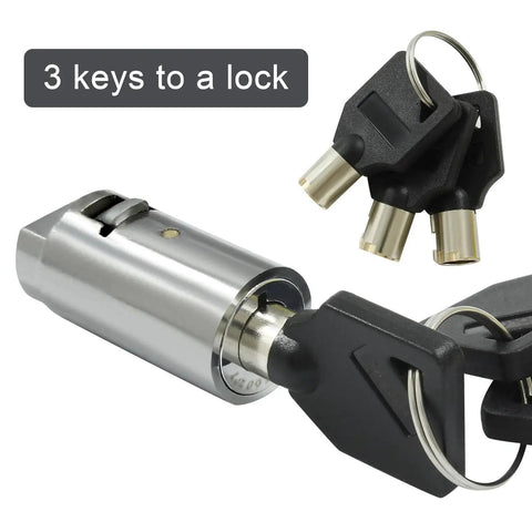 Durable tubular vending machine lock with chrome finish, zinc alloy body and copper core; includes three stainless keys.
