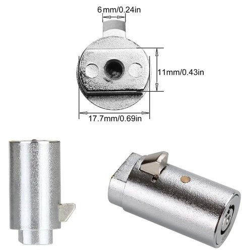 Tubular Vending Machine Lock With Keys Three Pack Keyed Alike Zinc Alloy Chrome lock with dimensions and features displayed