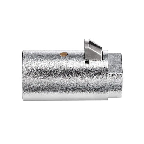 Side view of a durable chrome tubular vending machine lock with zinc alloy, ideal for Coke snack candy soda machines replacement in busy environments.