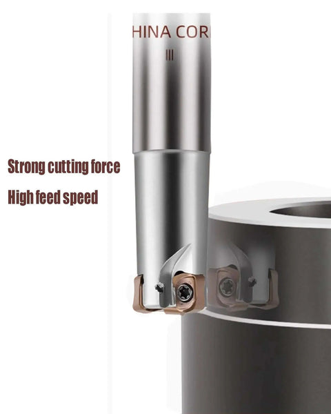 Three Eighths Inch Shank Tungsten Steel Indexable Boring Bar End Mill Tool Holder For Rough Milling And Deep Feed With 90 Degree Right Hand Cut