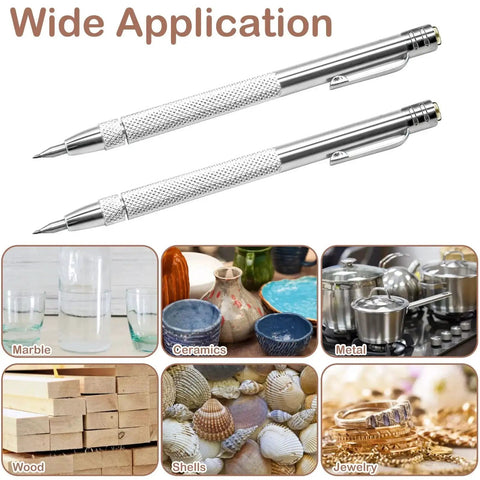 2 Pack Tungsten Carbide Tip Scriber With 12 Replacement Tips Magnetic Aluminium Scriber Tool Etching Pen on various materials