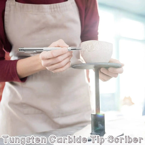 Person using 2 Pack Tungsten Carbide Tip Scriber With 12 Replacement Tips Magnetic Aluminium Scriber Tool on ceramic