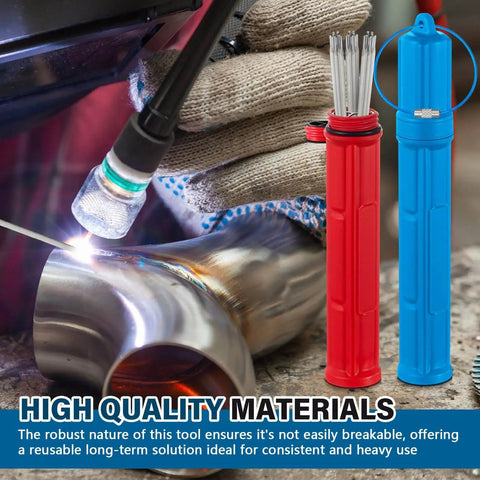 Double Pack Tungsten Holder for TIG Welding Rods, 7.9 Inch Storage Tube With Magnetic Base, Red and Blue Airproof Canisters