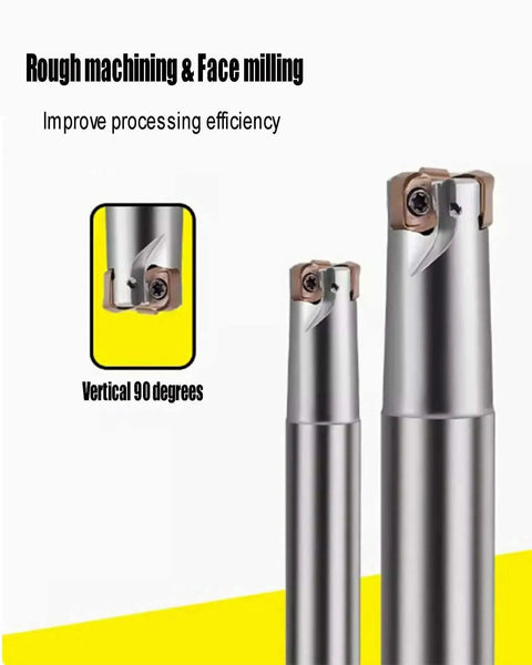 Three Eighths Inch Shank Tungsten Steel Indexable Boring Bar End Mill Tool Holder For Rough Milling And Deep Feed With 90 Degree Right Hand
