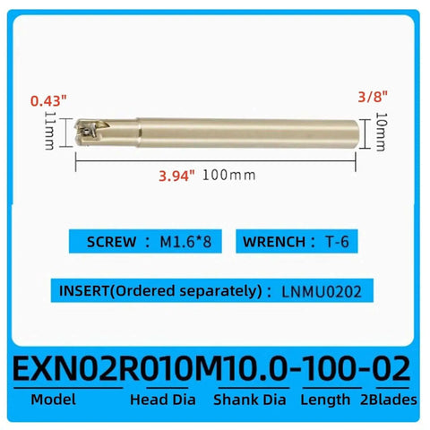 Three Eighths Inch Shank Tungsten Steel Indexable Boring Bar End Mill Tool Holder For Rough Milling And Deep Feed