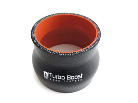 Aluminum boost leak tester kit, 4-inch (102mm), black exterior with orange interior, Turbo Boost Leak Testers.