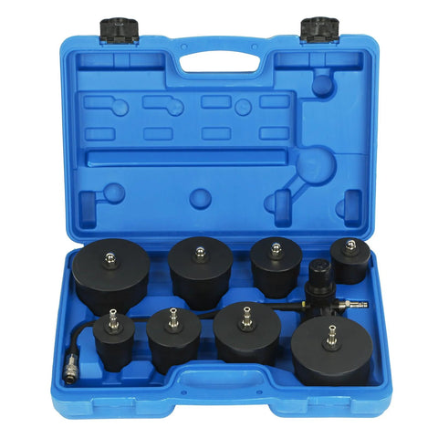 Wenzhon Turbo System Leakage Tester Kit in blue case with 8-pc step adapters and fittings for turbocharger leak testing