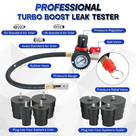 weyleity turbo leak tester kit by Amazon, 12-piece automotive set with rubber hose and pressure gauge