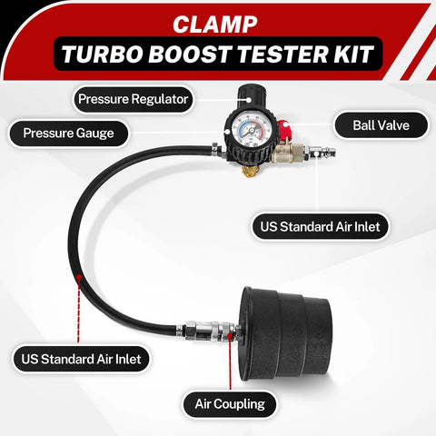 BILITOOLS Turbo Boost Tester Kit by Amazon, automotive test kit with pressure regulator, gauge, ball valve and air inlet