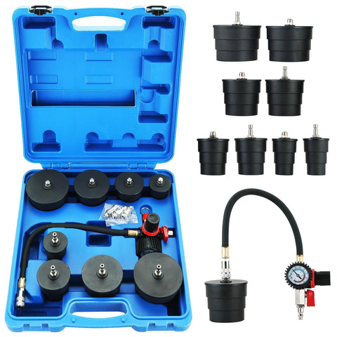NYXOVA 10pc turbo leak tester kit in blue case with 4 stepped adapters and pressure gauge for turbo and exhaust systems