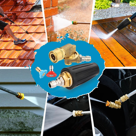 Twinkle Star pressure washer turbo nozzle with 7 spray angles, 4000 PSI max, 1/4" quick-connect.