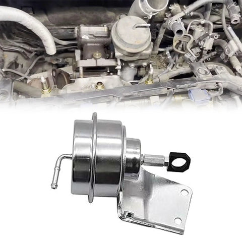 Turbo wastegate vacuum actuator, chrome finish with mounting bracket and vacuum hose port