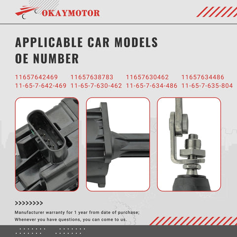 OKAYMOTOR turbocharger wastegate actuator for BMW 2.0L (2012–2018); detail views of connector, body, mounting bolt