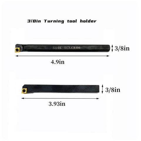Indexable Lathe Tool Holder Set For Turning Milling And Boring, 14 Piece Set With 3/8 Inch Shank 10mm, Includes 12 Carbide Inserts CCMT21.51 DCMT21.51 And 2 Boring Bar Holders With Wrench, 40CrMo Steel Black Oxide