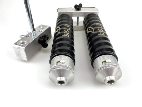 Twin 120 Milliliter Aluminum Injector Mixing Set For Soft Plastic Fishing Lures And Molds With Locking Nozzle close-up