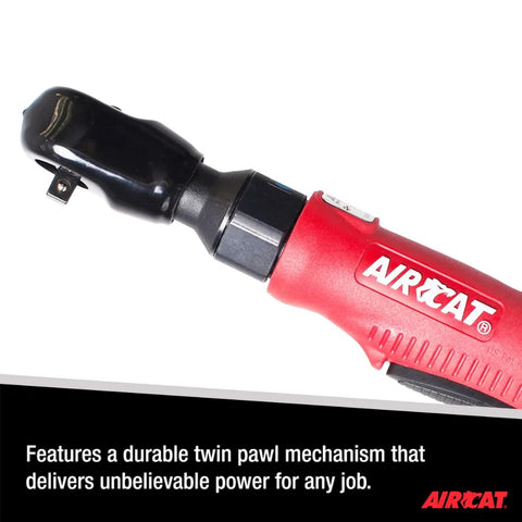 Close-up of AirCat Pneumatic Tools 802: Composite Twin Pawl Ratchet Wrench 70 ft-lbs of Torque, 3/8-Inch drive