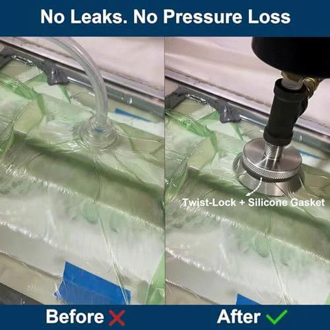 BrenixCraft vacuum bagging connector, twist-lock port, 1/4 NPT, 6061 aluminum with silicone gasket for CF/GF