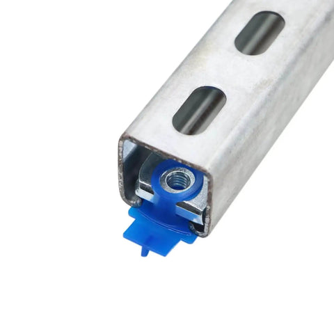 Strut Channel Nuts With Twist Tab Hundred Pack Three Eighths By Sixteen Thread Zinc Electroplated For Use With Unistrut Channels Secure Reinforced Nut For Attaching Fittings And Accessories To Channel Surfaces installed in metal channel