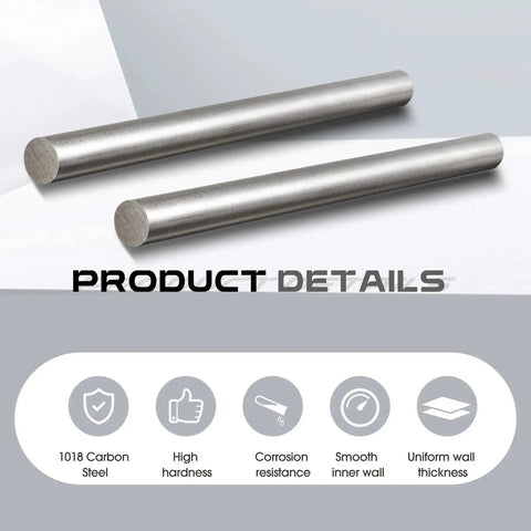 Two Pack 12 Inch Long 0.625 Inch Diameter 1018 Carbon Steel Round Rods, Cold Rolled, Unpolished Finish, Steel Bar Stock