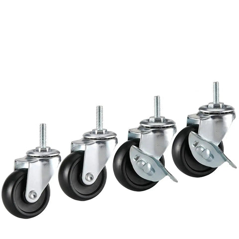 Two Inch Rubber Stem Casters For Wire Shelving And Rolling Carts Set Of Four With One Quarter Inch Threaded Stem Replacement Wheels