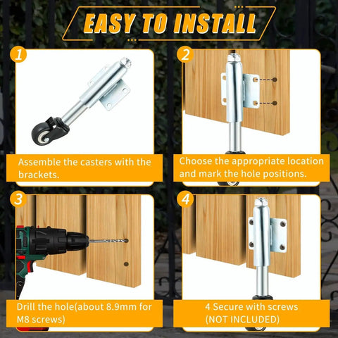 Installation guide for the Two Inch Spring Loaded Gate Caster With TPU Wheel Heavy Duty Single Pack For Doors And Gates