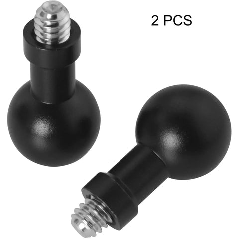Two Pack 17mm Ball Head to Quarter Inch Stainless Steel Short Screw Connecting Rod for Car Phone Mount and GPS Holder