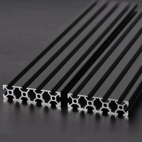 Two Pack 20 Series T Slot 2080 Aluminum Extrusion Profile 19.7 Inch 500mm European Standard Anodized Linear Rail Black
