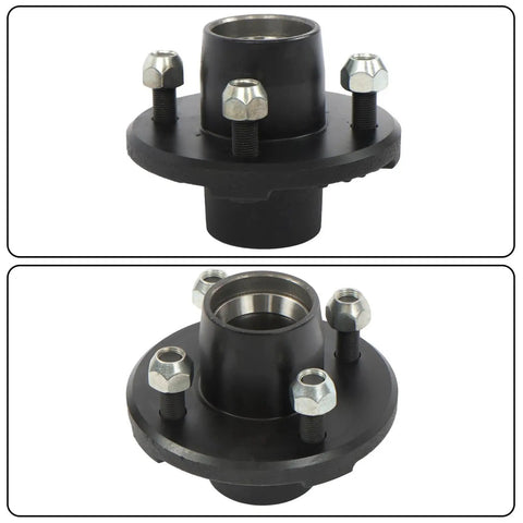 Two Pack 4 On 4 Inch Trailer Hub And One And One Sixteenth Inch Square BT16 Spindle Bearing Kit with spindle nut washer
