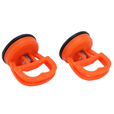 Two Pack Glass Sucker Vacuum Lifters For Home Use in orange, lightweight handheld suction cups for lifting glass and tiles.