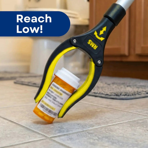 Two Pack Extra Long Grabber Reacher With Rotating Jaw 34 Inch Total Length And 32 Inch True Reach Mobility Aid grasping pill bottle