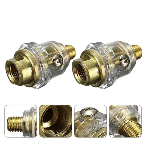 Two Pack Mini One Quarter Inch In Line Pneumatic Oil Lubricator Oiler For Air Tools And Compressors Automatic Inlet Lubricant Injector