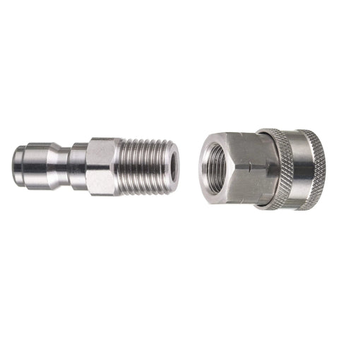 RIDGE WASHER 1/4 in quick-connect pressure washer plug with male NPT and female coupler, 2-pack