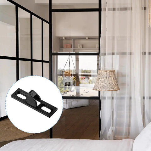 Two Pack Sliding Door Keepers For Sliding Glass Doors Lock Latch Replacement With Mounting Screws Included Black Finish Installed View