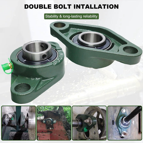 Two Pack UCFL20516 Pillow Block Bearing With 1 Inch Bore And Two Bolt Flange Self Aligning Cast Iron Housing for installation