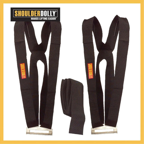 Two Person Moving Straps For Lifting Heavy Furniture And Appliances Up To 800 Lbs, black harnesses front view