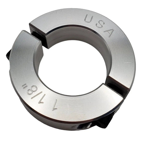 Two Piece Aluminum Split Shaft Collar For 1.125 Inch Bore With Clamping Design Built To Last, 1.875 Inch Outside Diameter