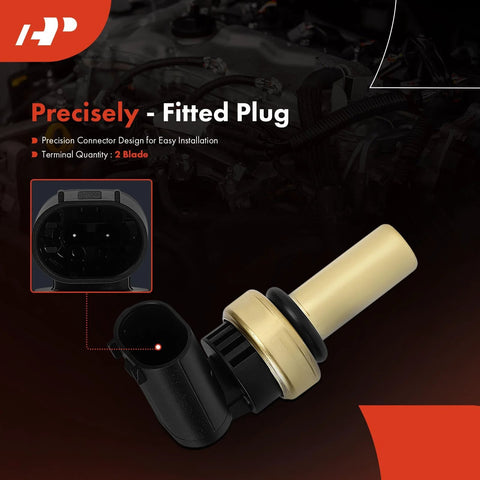 A-Premium 2-pin engine coolant temperature sensor with a gold metal body and black plastic connector