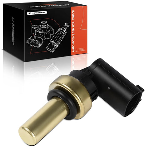 A-Premium engine coolant temperature sensor, 2-pin, brass probe with black connector.